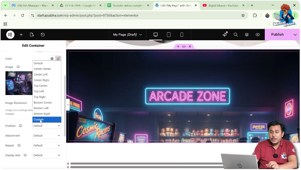 Set Position to Custom